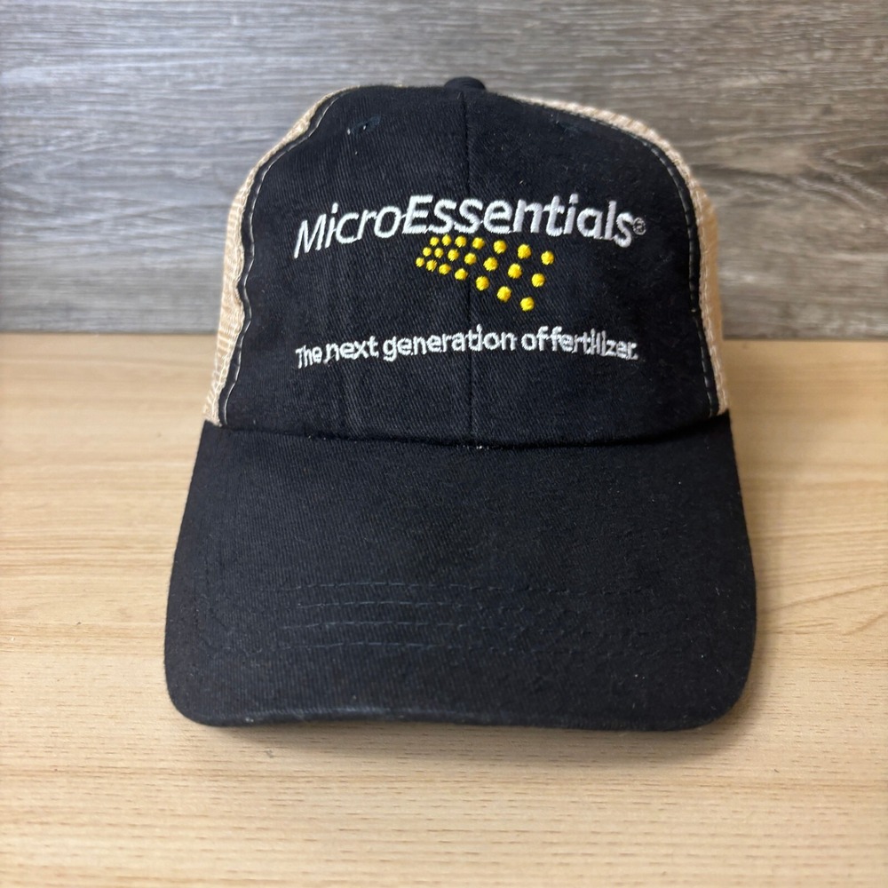 Microessentials Hat Cap Snap Back Black Fertilizer Adjustable